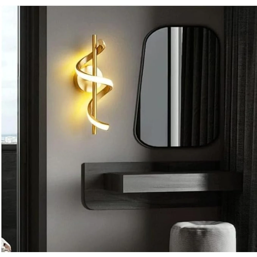 Spiral Gold LED Wall Lamp for Living Room/Bedroom Hall Decorative