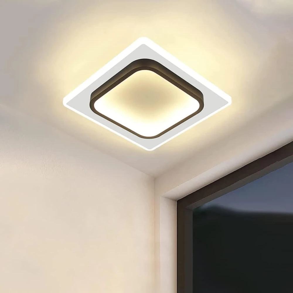 SHRI MAHAL ANTIQUES ® 24x24cm LED Ceiling Light for 3-8m² Room, 24W Light for Ceiling Modern Home, Ceiling Lights 3000K LED Acrylic Square Interior Light for Kitchen Kids Office Room