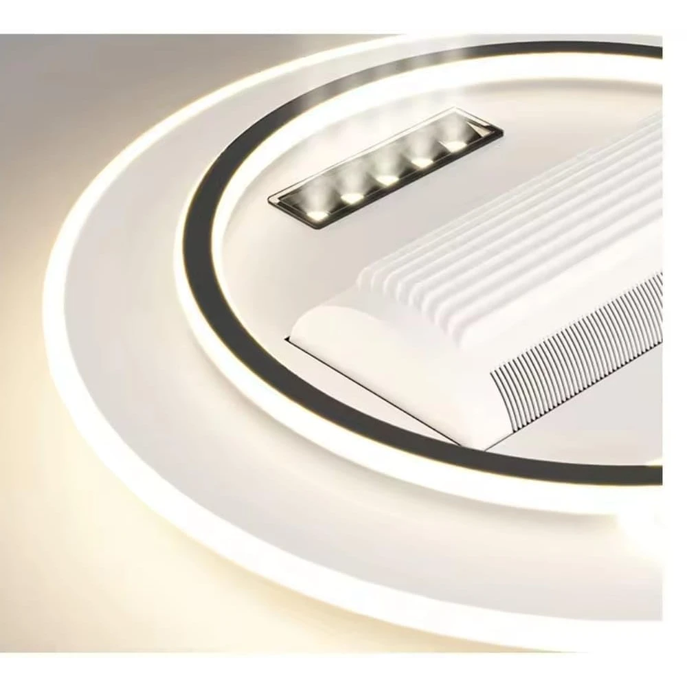 PRMOAGEN Luxury Bladeless Ceiling Fan with Integrated LED Lighting | Remote Control | Chandelier for Living Room Bed Room Hall Hotel