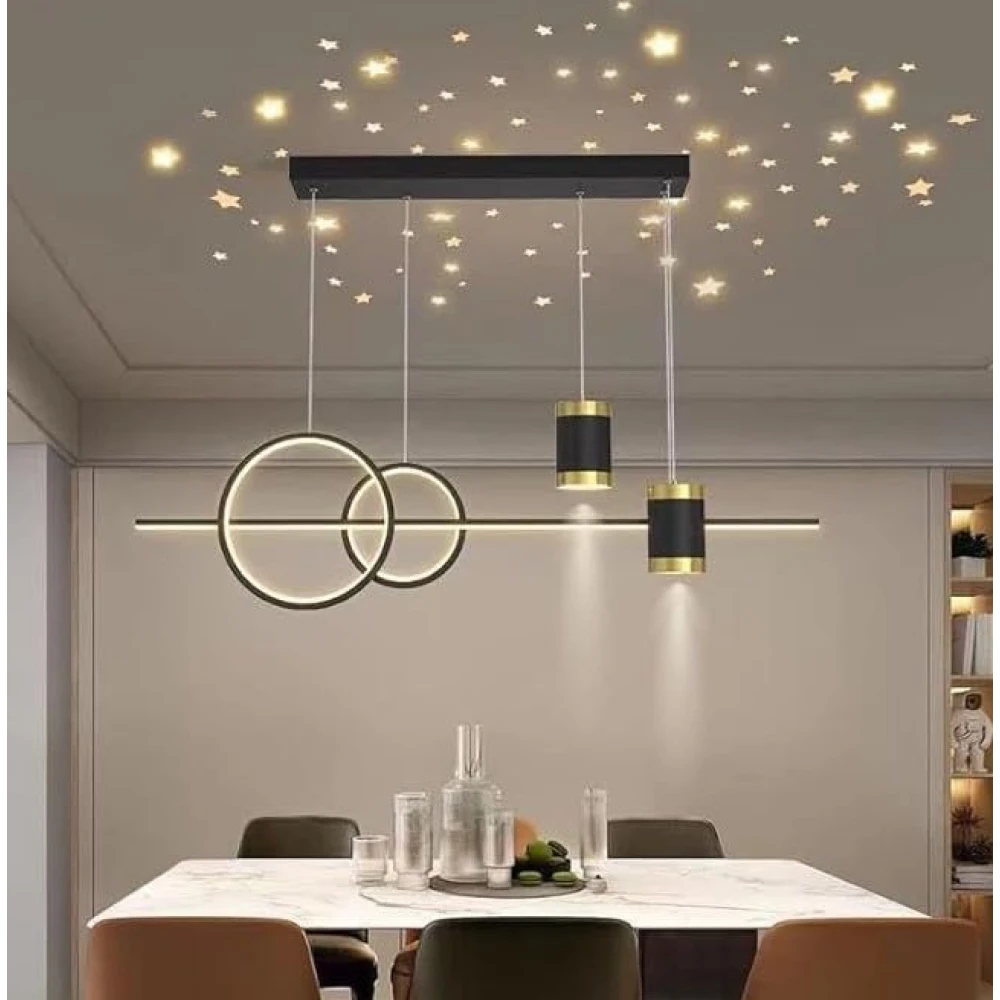 PRMOAGEN Modern Chandelier for Dining Table, Living Room, Hall, Height Adjustable (Warm White)