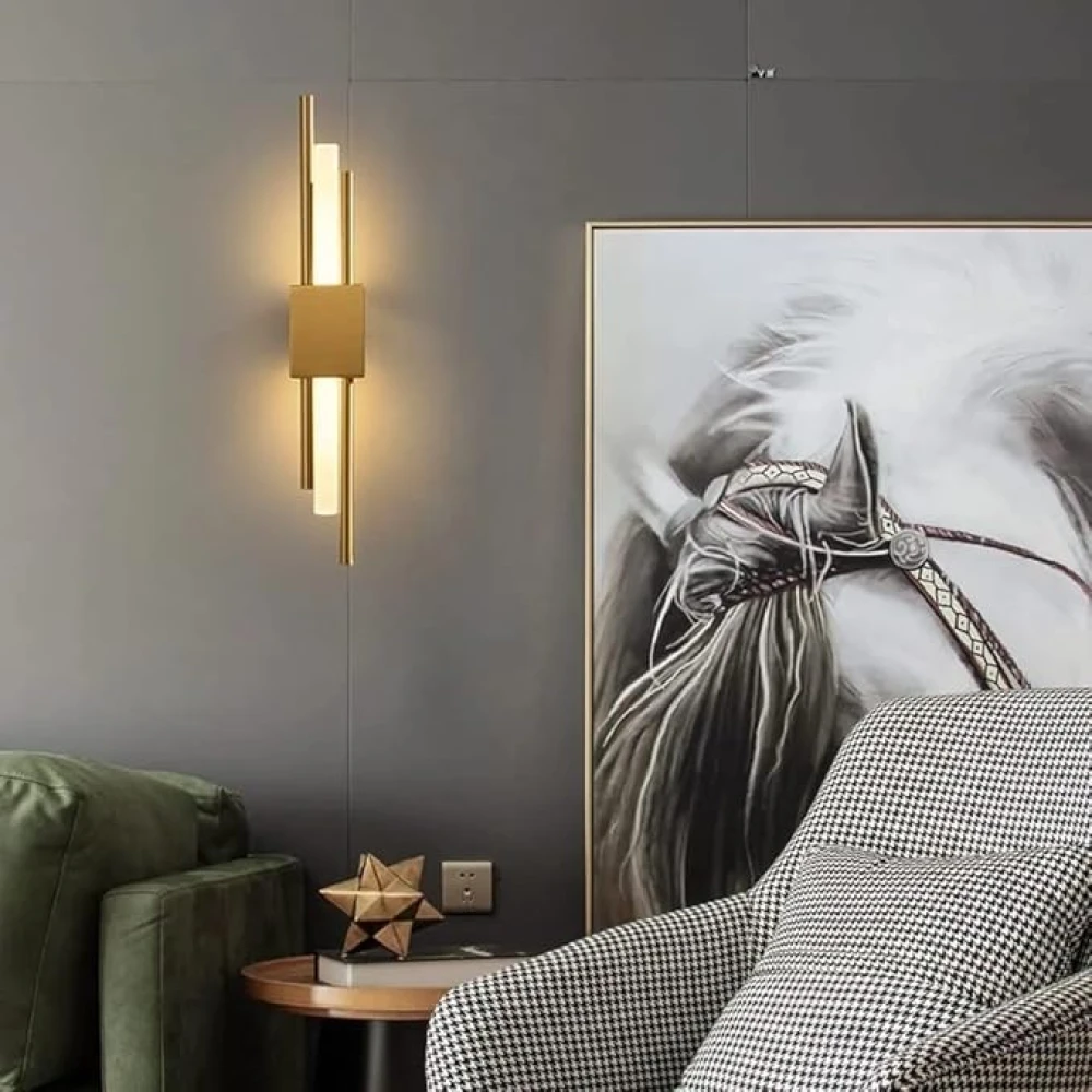 PRMOAGEN Post- led Wall lamp Scandinavian Dressing Table lamp Bedroom Bedside Gold Wall Lights Simple Luxury Long bar Sconce