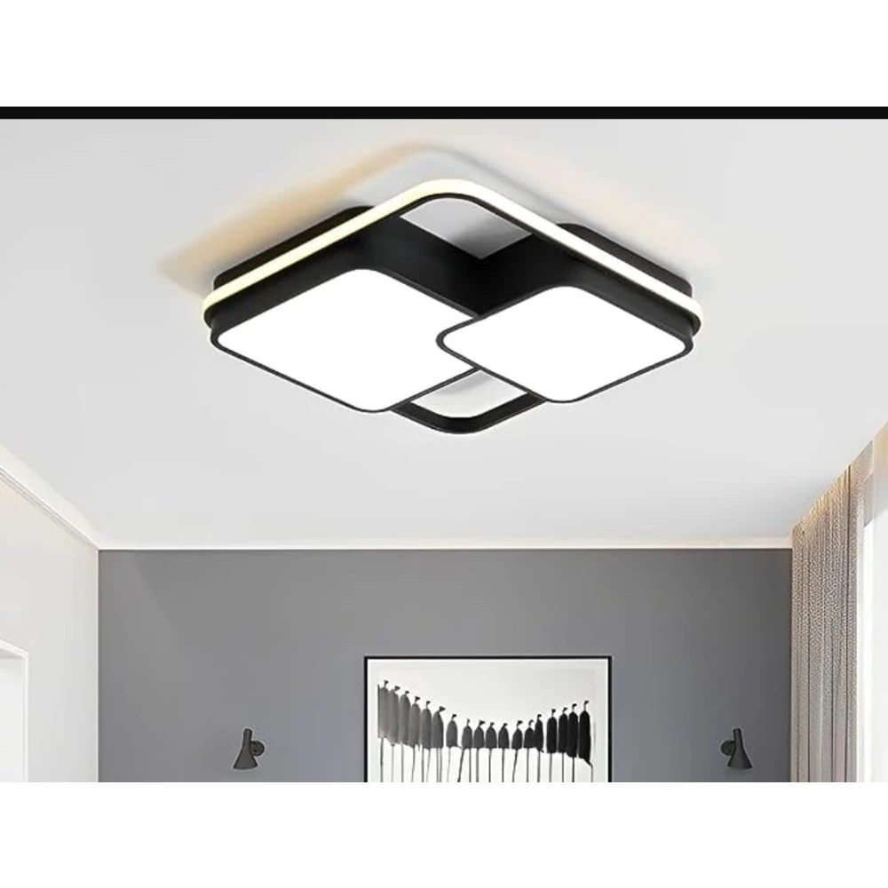 PRMOAGEN 3 in 1 LED Ceiling/Wall Chandelier Light with Remote 3 Step Colour Changing Chandelier Ceiling Lamp (Black, White)
