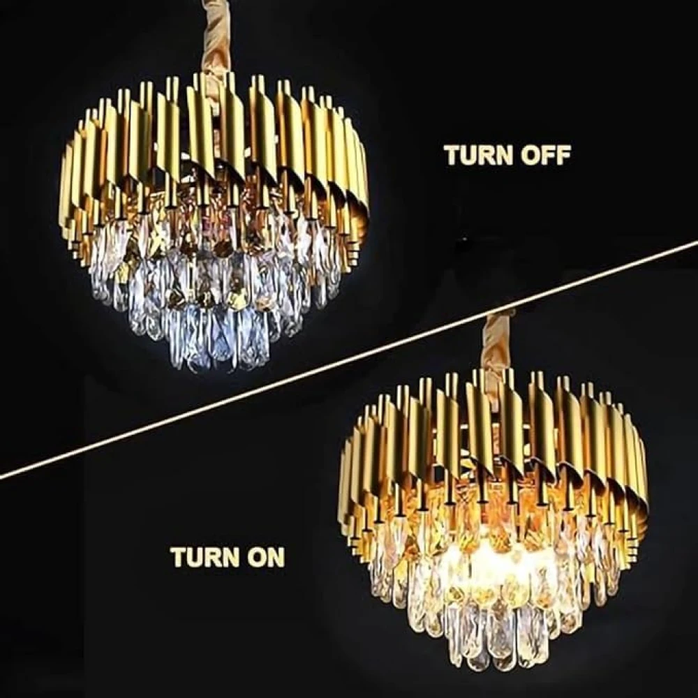 SHRI MAHAL ANTIQUES Crystal Chandelier for Living Room Bedroom Office Jhoomar Glass Crystal Big Size Jhumar Modern Ceiling Light (Size: 40 x 40 x 77 CM)