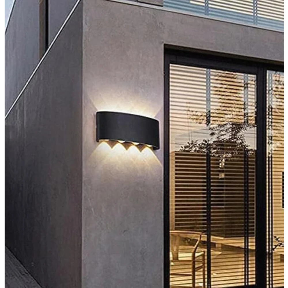 SHRI MAHAL ANTIQUES Metal,Plastic,Silicon Led Wall Lamp Up Down Light Outdoor and Indoor Warm White IP 65 Waterproof (8 Ray)