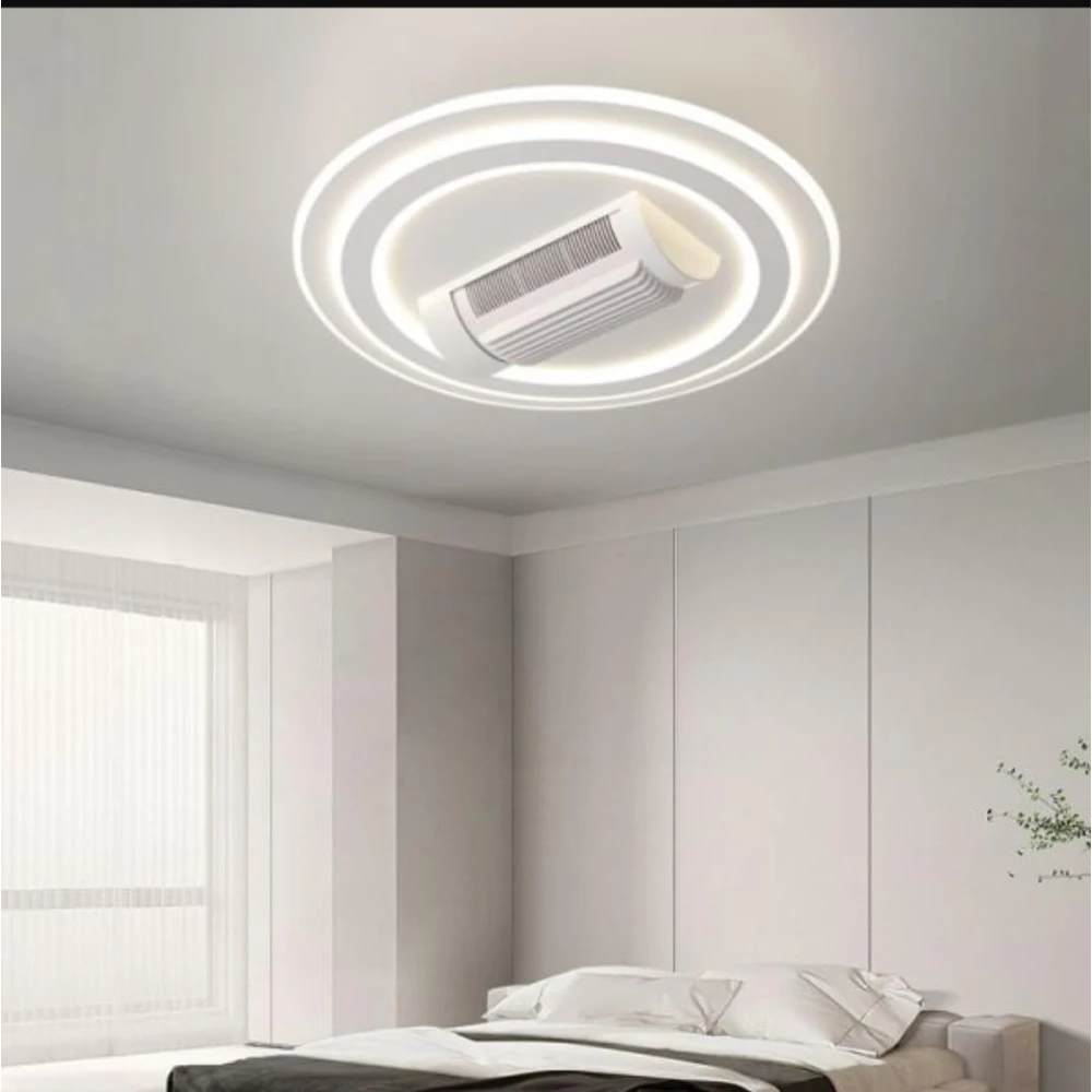 PRMOAGEN Luxury Bladeless Ceiling Fan with Integrated LED Lighting | Remote Control | Chandelier for Living Room Bed Room Hall Hotel