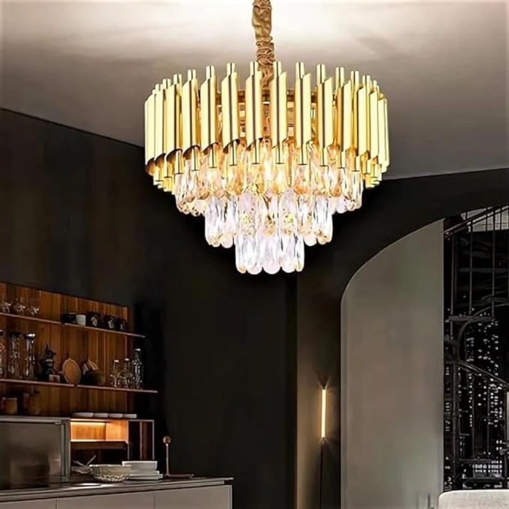 SHRI MAHAL ANTIQUES Crystal Chandelier for Living Room Bedroom Office Jhoomar Glass Crystal Big Size Jhumar Modern Ceiling Light (Size: 40 x 40 x 77 CM)