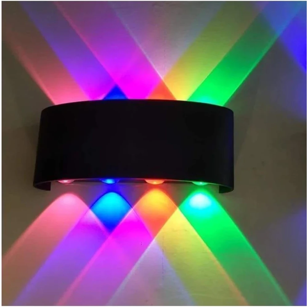 SHRI MAHAL ANTIQUES ® LED Outdoor UP Down Wall Light Warm White, IP-65 Waterproof & Shockproof Body. (4+4 RGB)