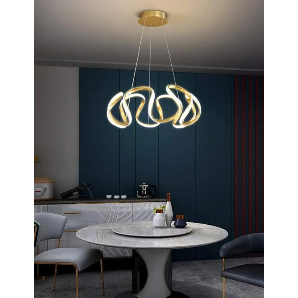PRMOAGEN Gold Curvy LED Pendant Chandelier Light-Warm White