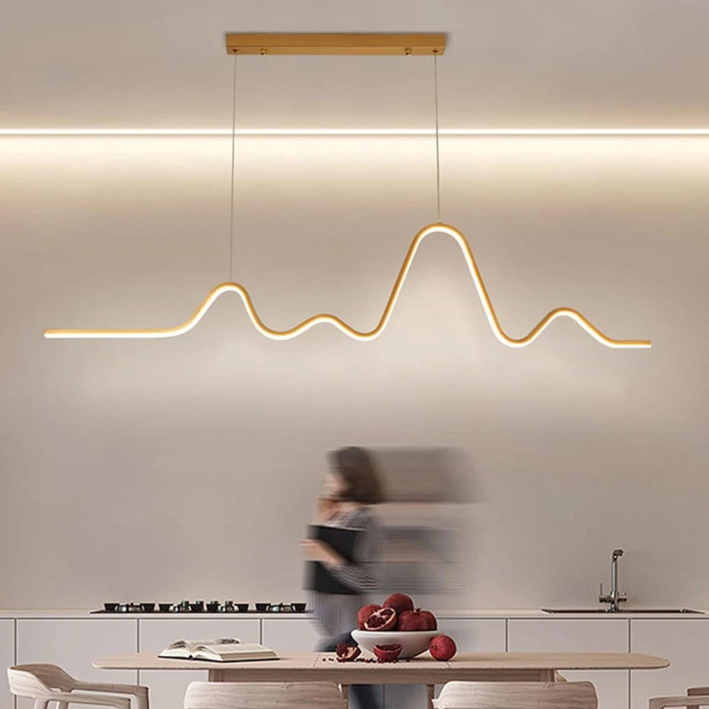 SHRI MAHAL ANTIQUES Aluminium LED Pendant Light, Linear Design Hanging Light Height Adjustable Ceiling Pendant Lights for Dining Room Living Room Bedroom (Three Color Temperature)