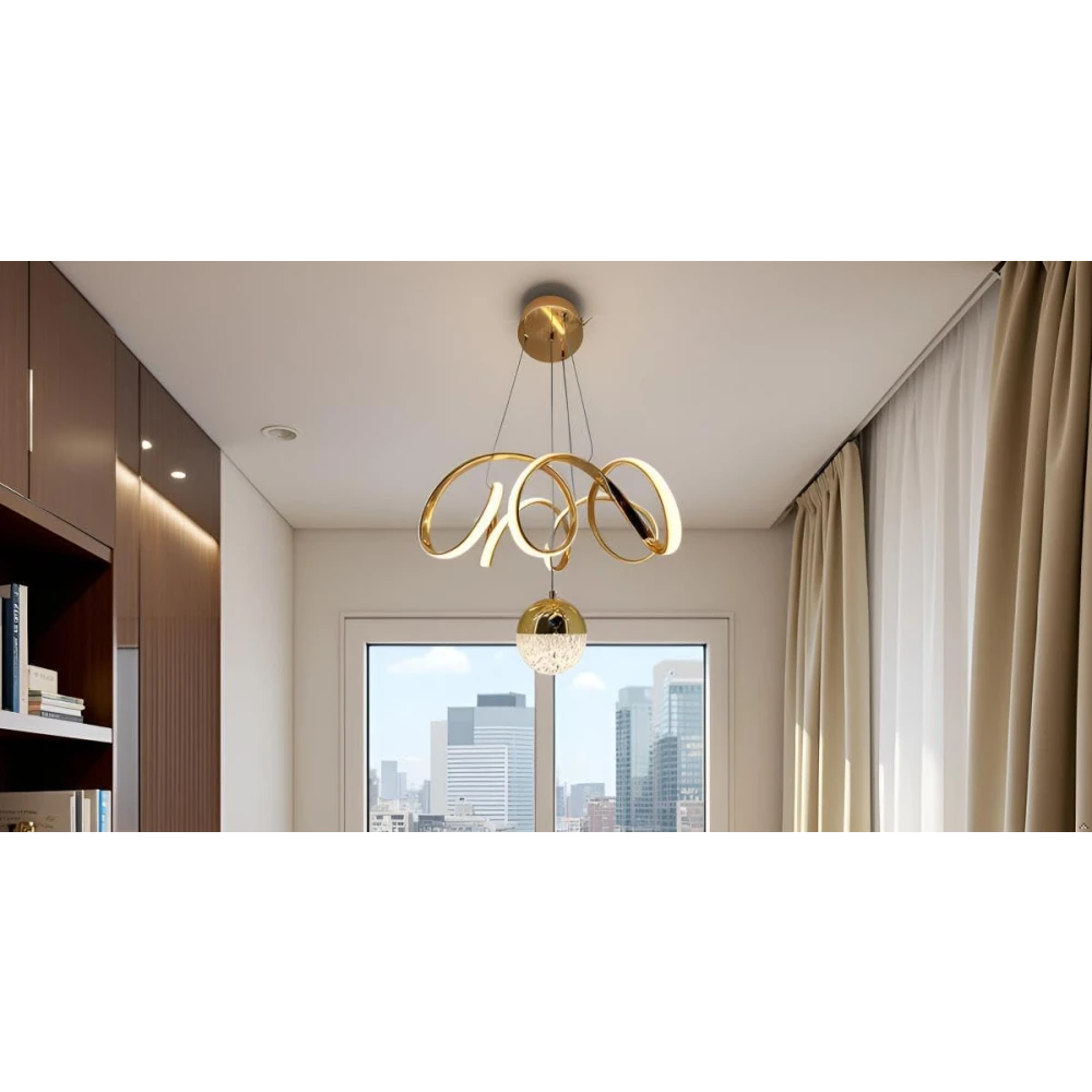 PRMOAGEN Fiberglass Vortex Contemporary Chic Profile Pendant Light - LED Hanging Fixture Ideal for Residential and Professional Spaces
