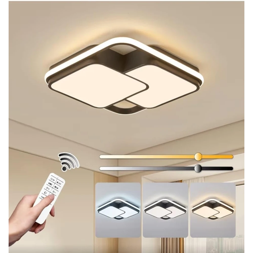 PRMOAGEN 3 in 1 LED Ceiling/Wall Chandelier Light with Remote 3 Step Colour Changing Chandelier Ceiling Lamp (Black, White)