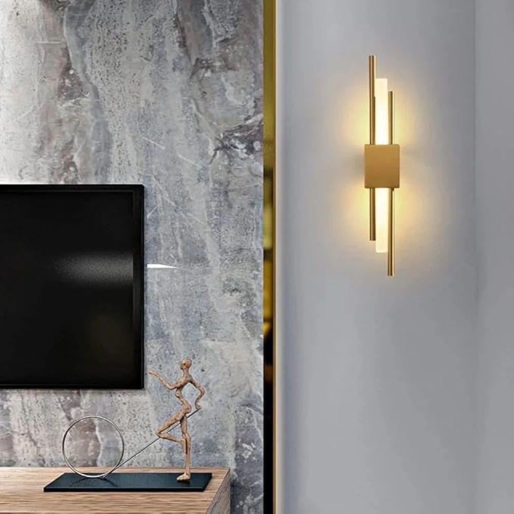 PRMOAGEN Post- led Wall lamp Scandinavian Dressing Table lamp Bedroom Bedside Gold Wall Lights Simple Luxury Long bar Sconce