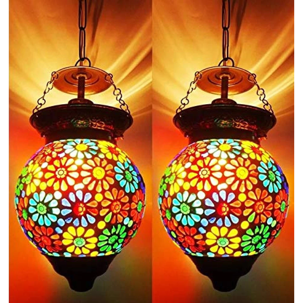 PRMOAGEN 2 Pcs Glass Hanging Light
