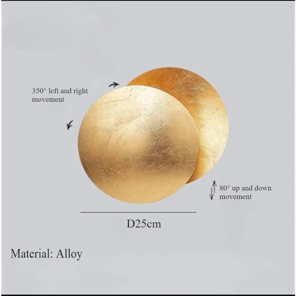 SHRI MAHAL ANTIQUES Moon Eclipse Wall lamp Creative Corridor Aisle Stairs Bedroom Bedside Living Room TV Background Wall Porch lamp (E H20cm 1PCS)