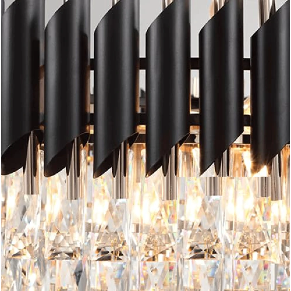SHRI MAHAL ANTIQUES 600 MM Black Mamra Crystal Chandelier Light for Living Room Bed Room Hall