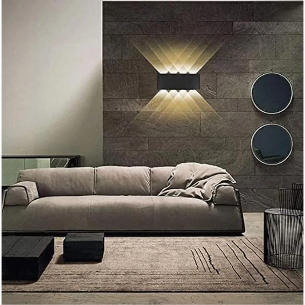 PRMOAGEN Metal,Plastic,Silicon Led Wall Lamp Up Down Light Outdoor and Indoor Warm White IP 65 Waterproof (8 Ray)