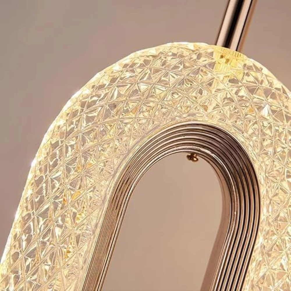 SHRI MAHAL ANTIQUES Oval Shape Modern Style Led Glossy Crystal Gold Creative Led Pendant Lamp/Hanging Lamp/Ceiling Light Pack of 1 Warm White
