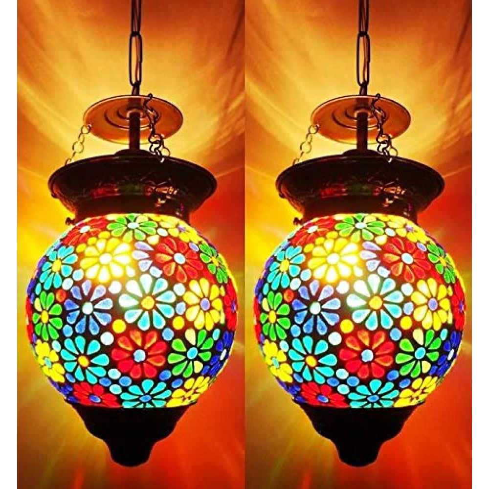 PRMOAGEN 2 Pcs Glass Hanging Light