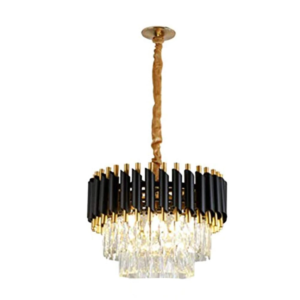 SHRI MAHAL ANTIQUES 300 MM Crystal Big Size Jhumar Ceiling Light for Living Room/Hall/Bed Room Chandelier Ceiling Lamp (Gold, Black)