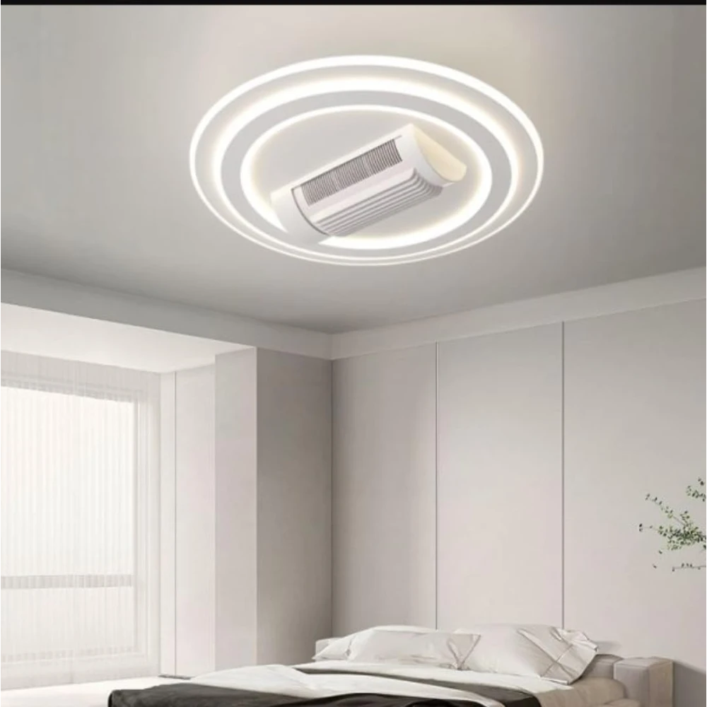 PRMOAGEN Luxury Bladeless Ceiling Fan with Integrated LED Lighting, Remote Control, Modern Decorative Chandelier Fan for Living Room, Bedroom, Hall, Hotel & Restaurant