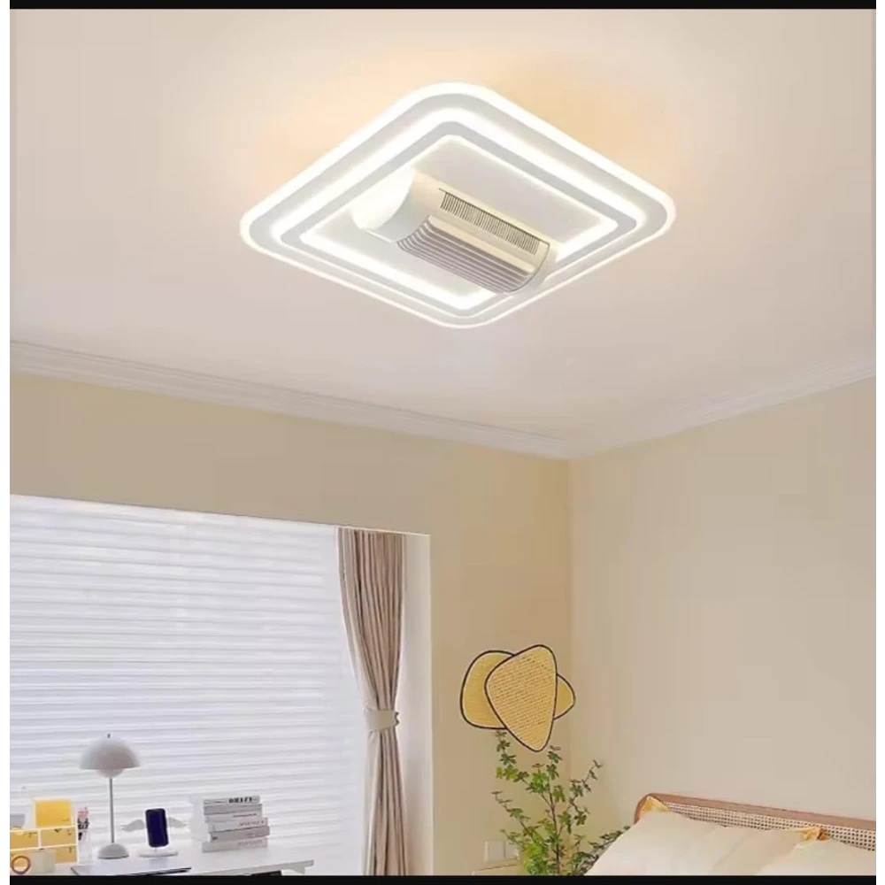 PRMOAGEN Ceiling Fan with Integrated LED Lighting | Adjustable Brightness & Speed | Flush Mount Ceiling Light | Remote Control, Bedroom, Living Room