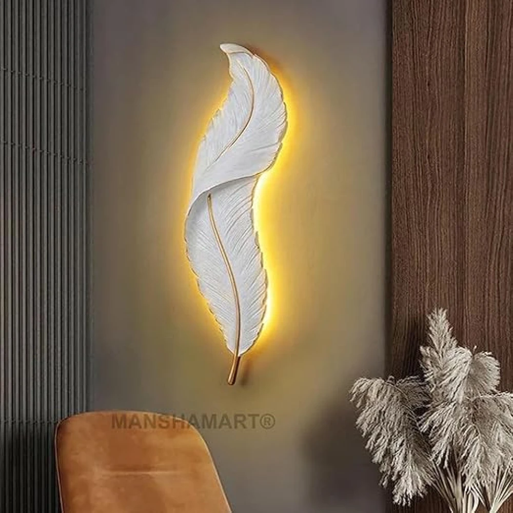 Wall Mounted LAMP, Wooden LED LAMP for Wall Feather Design, LED Wall Sconce,Decorative Wall Light for Living Room,Hall,Bedroom Feather LED Lamp, Feather Wall Sconce, Wood Sconce for Wall
