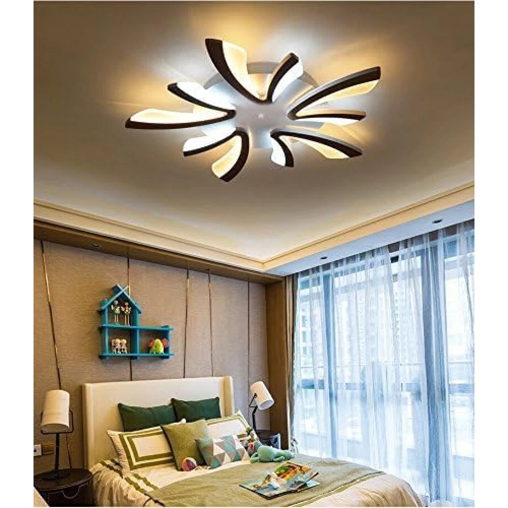 SHRI MAHAL ANTIQUES 60W LED Acrylic Panel Modern Style Flush Mount Light Ceiling, Light Pendant, Ceiling Lights, White, Integrated with Remote Control (with 5 Light White)