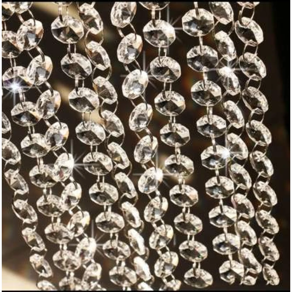 PRMOAGEN Silver Crystal Glass Octagonal Bead Decorative Strand Garland Curtain with Crystal Glass Ball 100 cm (3 ft) Jacquard Window Curtain (Pack of 10) (Solid, Silver, Transparent)