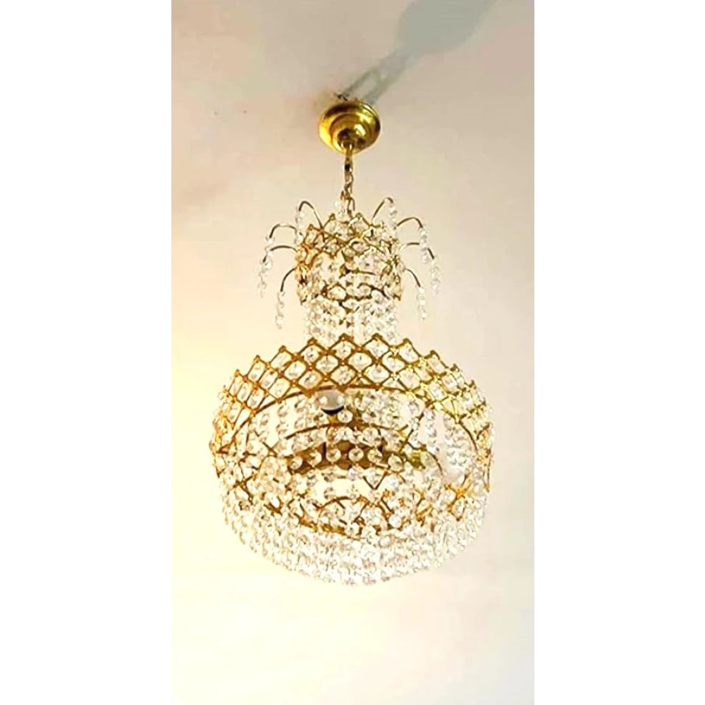 SHRI MAHAL ANTIQUES 300 MM Crystal Glass Chandelier Light for Living Room Bed Room Hall Decorative