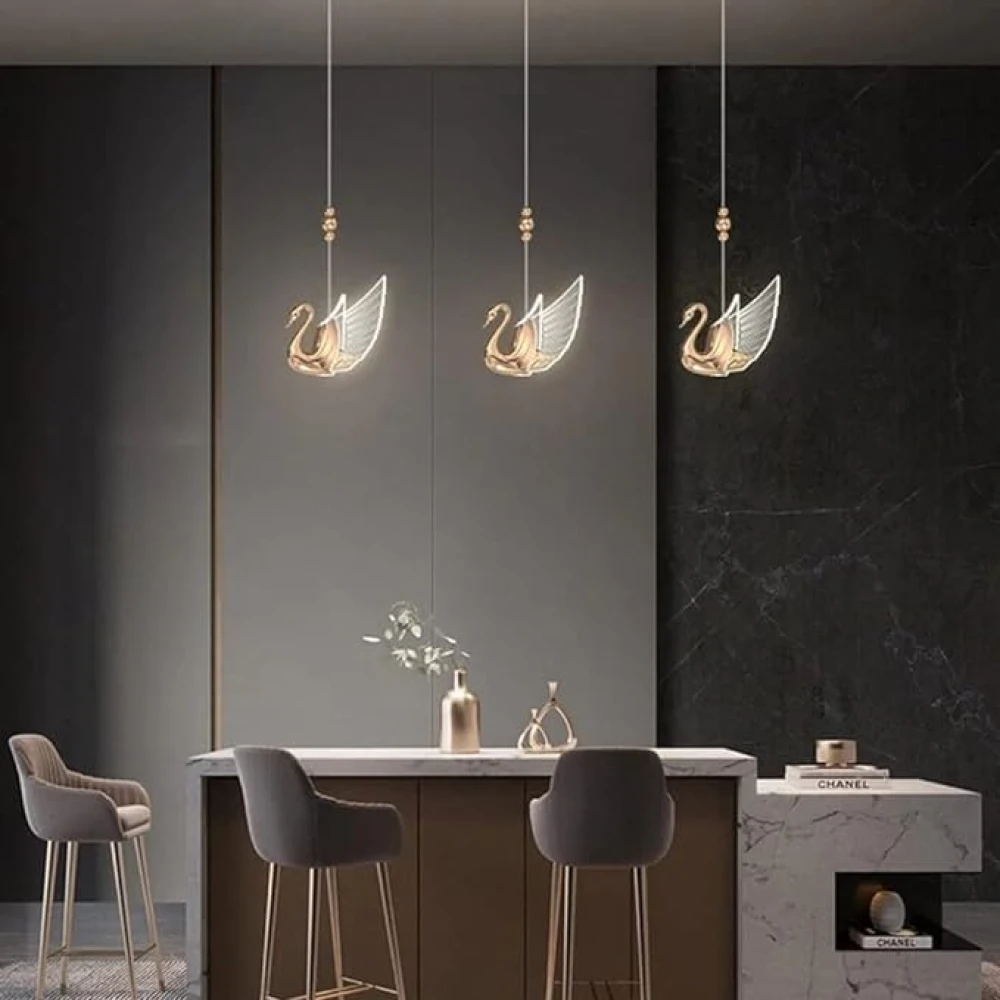 PRMOAGEN Decorative Swan Hanging Pendant Light for Bedroom, Living Room, Cafe, Kitchen Island, Balcony with Inbuld LED Chip- Pack of 3