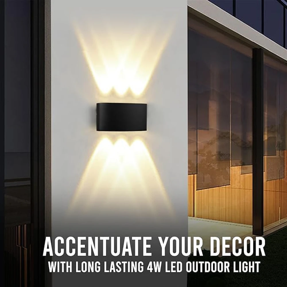 6W Waterproof Led Wall Light for Home Decoration – Up Down 2-Way LED Wall Lamp | IP65 Outdoor Fancy Wall Lights for Balcony,Gate,Elevation,Garden,Patio | Decorative Wall Mount Light -Pack of 4