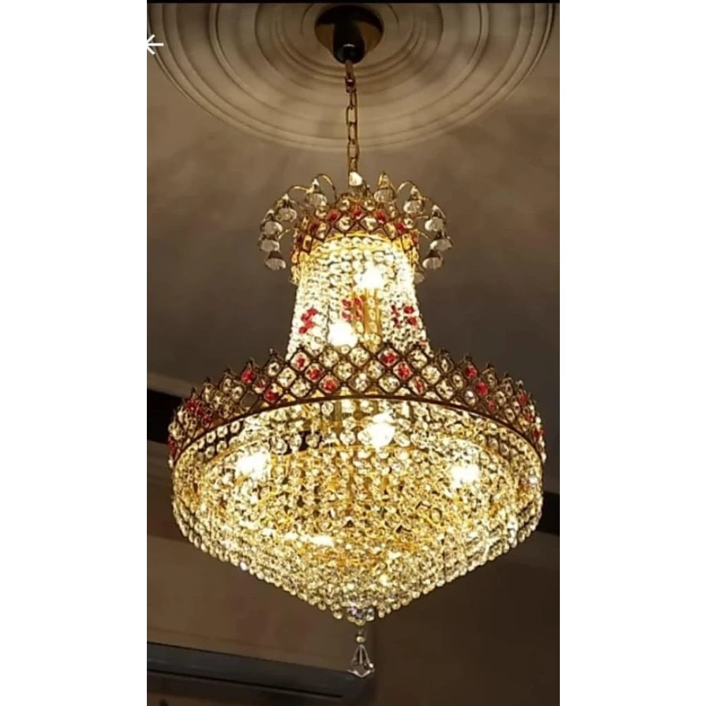 SHRI MAHAL ANTIQUES LED Crystal Big Size Jhumar Light for Living Room/Hall/Bed Room Hall Decorative