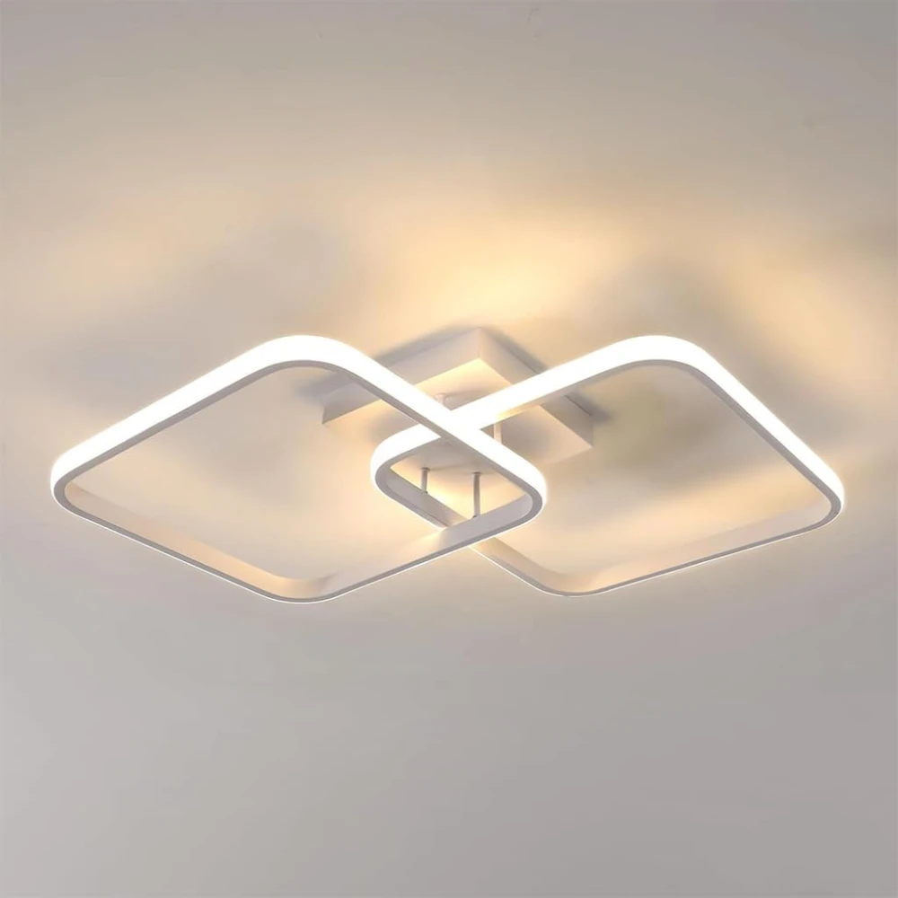 PRMOAGEN 50W Ceiling Light Modern LED Acrylic Square Ceiling Lamp, Large 3000K Warm White Light Lighting Fixtures for Living Room Bedroom Kitchen Study Office, 59CM