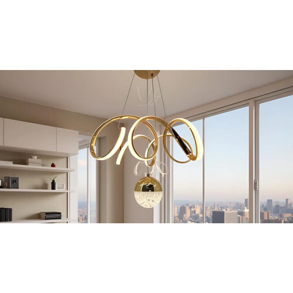 PRMOAGEN Fiberglass Vortex Contemporary Chic Profile Pendant Light - LED Hanging Fixture Ideal for Residential and Professional Spaces