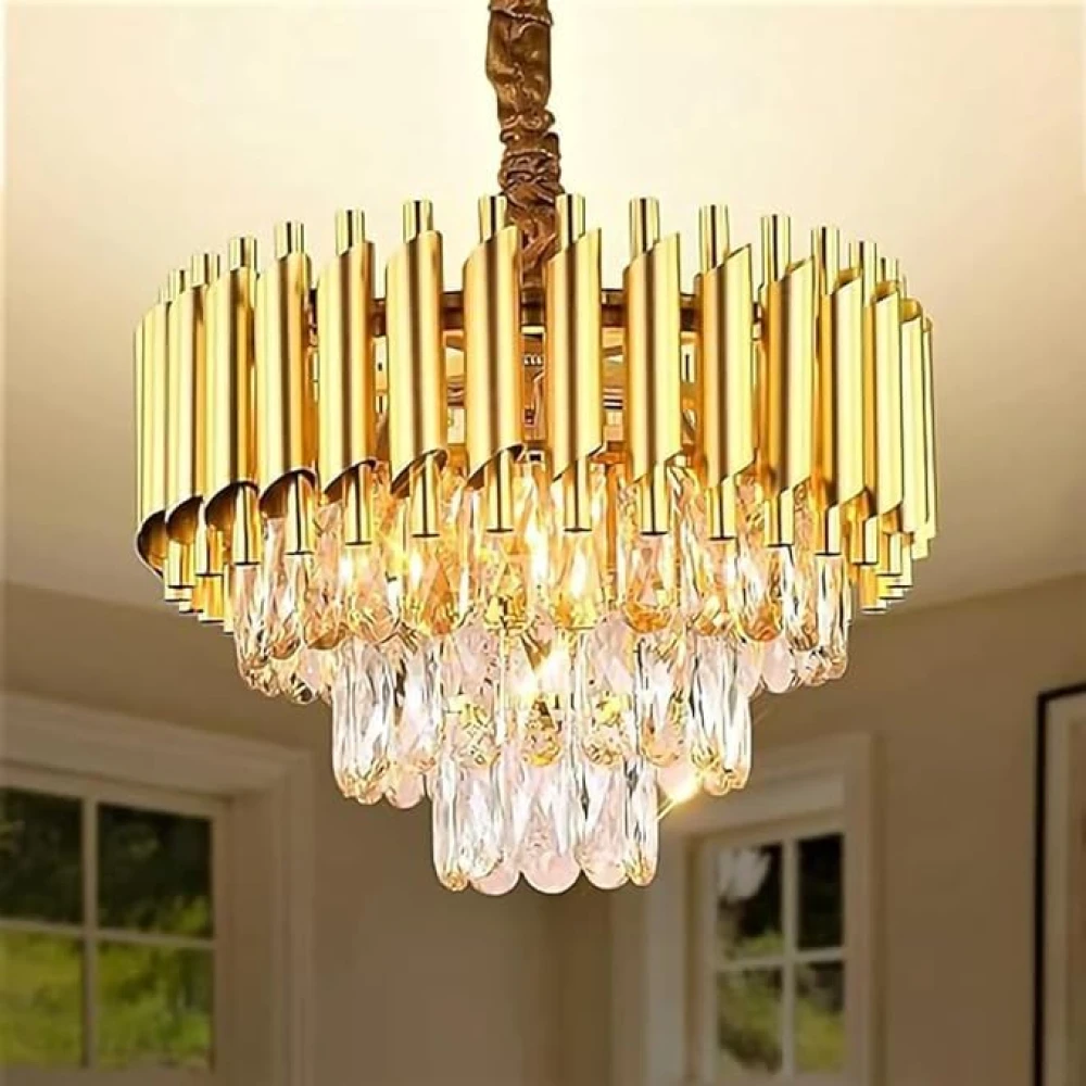 SHRI MAHAL ANTIQUES Crystal Chandelier for Living Room Bedroom Office Jhoomar Glass Crystal Big Size Jhumar Modern Ceiling Light (Size: 40 x 40 x 77 CM)