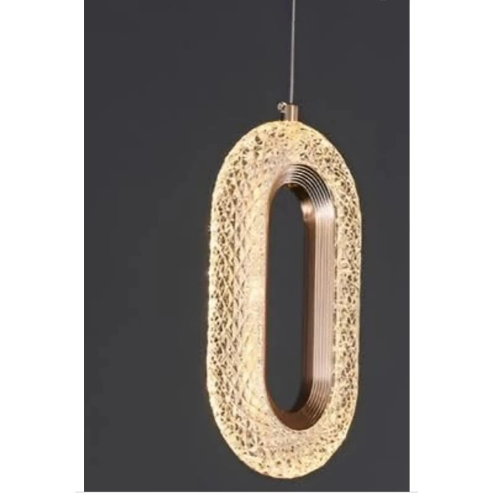 PRMOAGEN Oval Shape Modern Style Led Glossy Crystal Gold Creative Led Pendant Lamp/Hanging Lamp/Ceiling Light Pack of 1 Warm White
