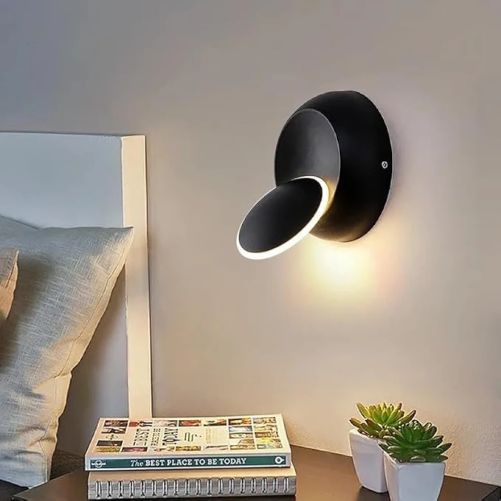 SHRI MAHAL ANTIQUES Modern Metal 12-Watts 360 Degree Adjustable Led Wall Light Black Outdoor Waterproof (Round, Pack of 1)