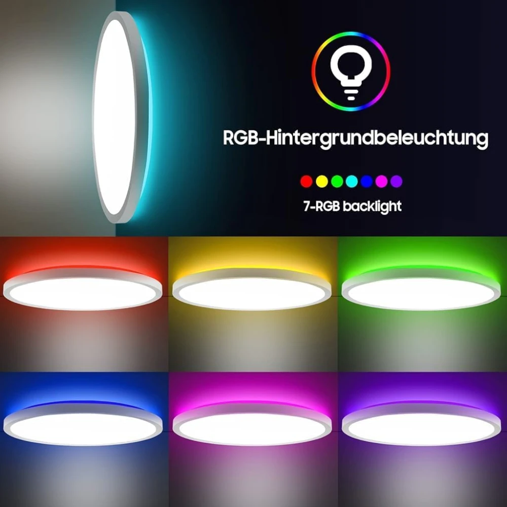 SHRI MAHAL ANTIQUES LED Ceiling Light with Remote Control, 12Inch 24W Bright 3200lm, Backlight Round Close to Ceiling Lamp Modern Ultra-Thin 3000-6500K for Bedroom Living Room- Pack of 1