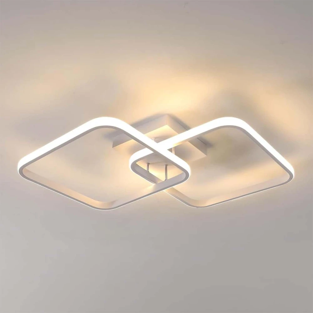 SHRI MAHAL ANTIQUES ® 50W Ceiling Light Modern LED Acrylic Square Ceiling Lamp, Large 3000K Warm White Light Lighting Fixtures for Living Room Bedroom Kitchen Study Office, 59CM