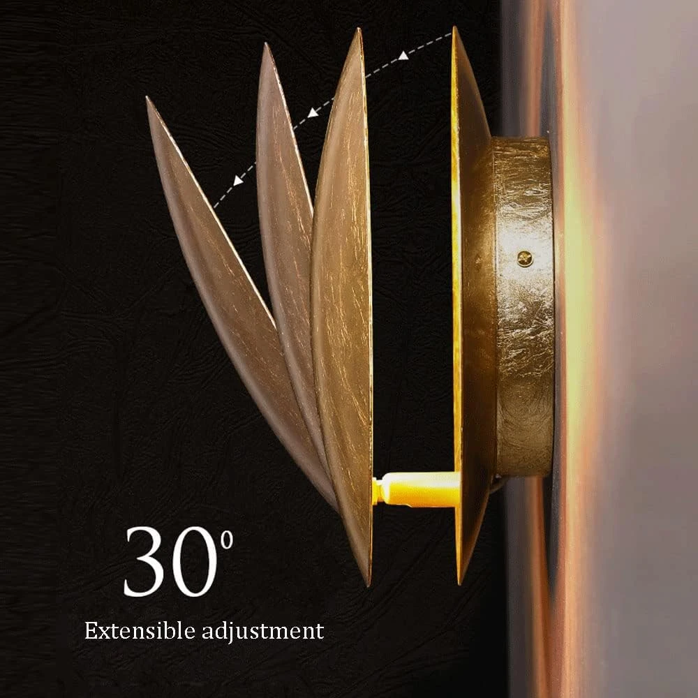SHRI MAHAL ANTIQUES Indoor Wall Light Round Gold Copper Living Room Creative Moon Concept Solar Eclipse Wall Lamp Nordic Aisle Stairs Bedroom Bedside Sconces Hallway Corridor Lighting, 25cm