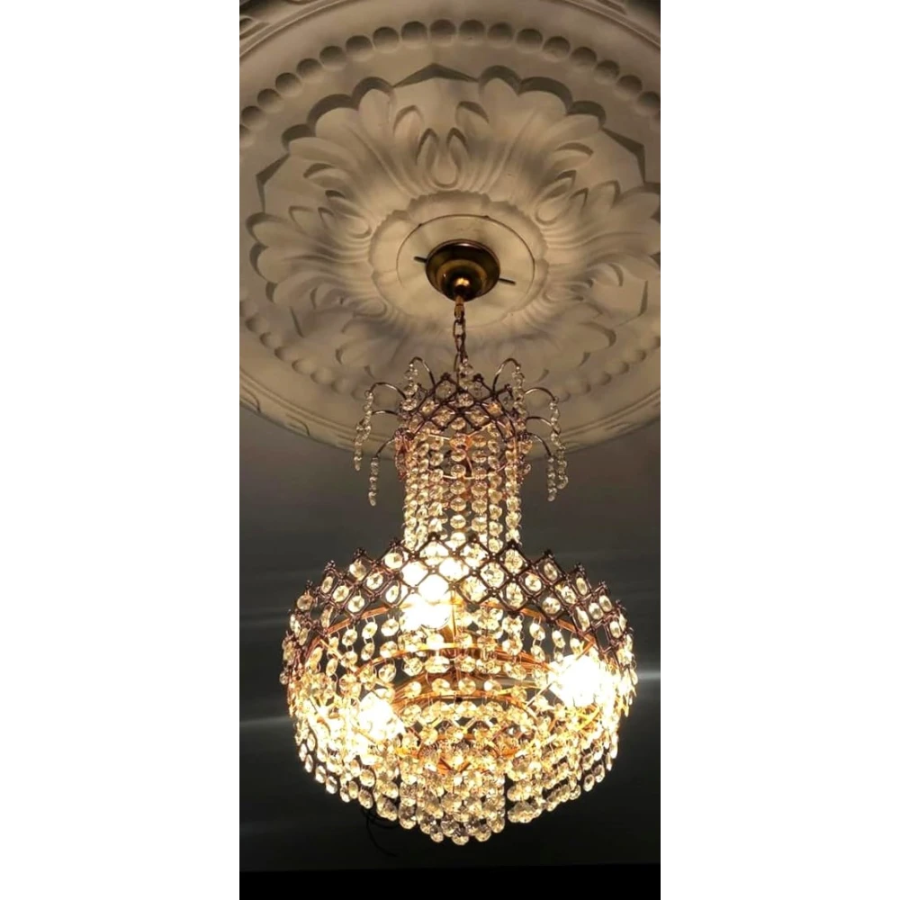 SHRI MAHAL ANTIQUES 300 MM Crystal Glass Chandelier Light for Living Room Bed Room Hall Decorative