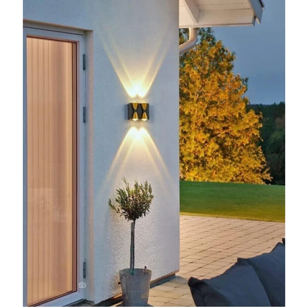 PRMOAGEN 4 LED Outdoor Lamp Up and Down Wall Light Waterproof (Warm White)