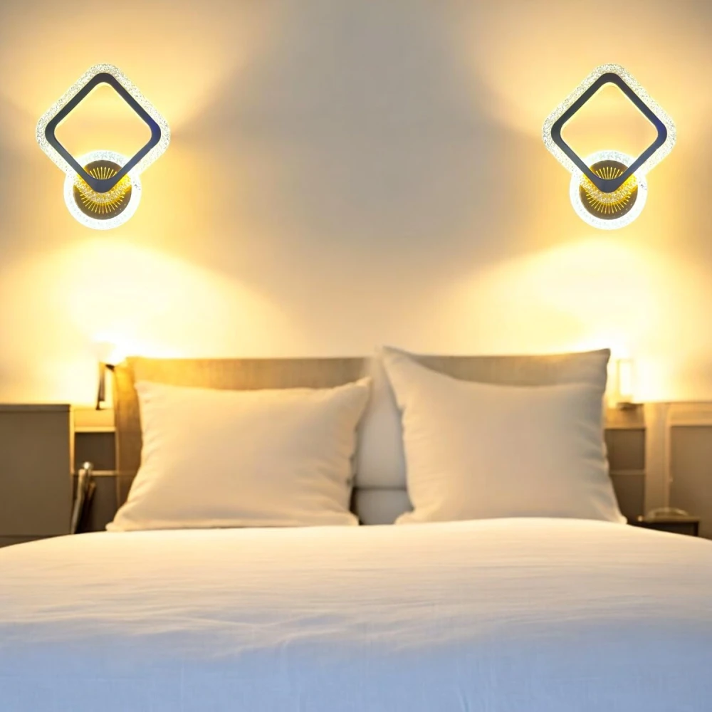 SHRI MAHAL ANTIQUES Modern LED Wall Light for Living Room Bedroom, 3 Color Changeable Wall Lamp (Cool, Warm, Natural White) Designer Decorative Wall,Pack of 2