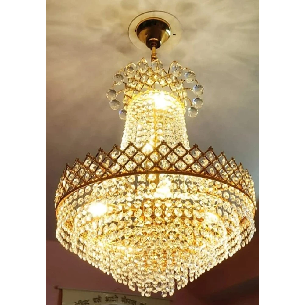 SHRI MAHAL ANTIQUES LED Crystal Big Size Jhhomar Lamp Ceiling Light for Living Room/Hall/Bed Room Chandelie