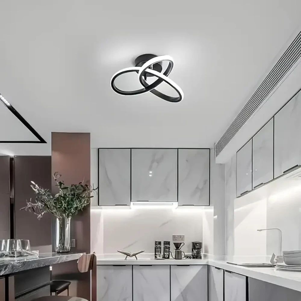 PRMOAGEN Acrylic Modern Dimmable LED Ceiling Light, Modern Flush Mount Fixture with Adjustable Light, Three Color Dimming for Bedroom, Living Room, and Dining Room, Black (Ceiling Light