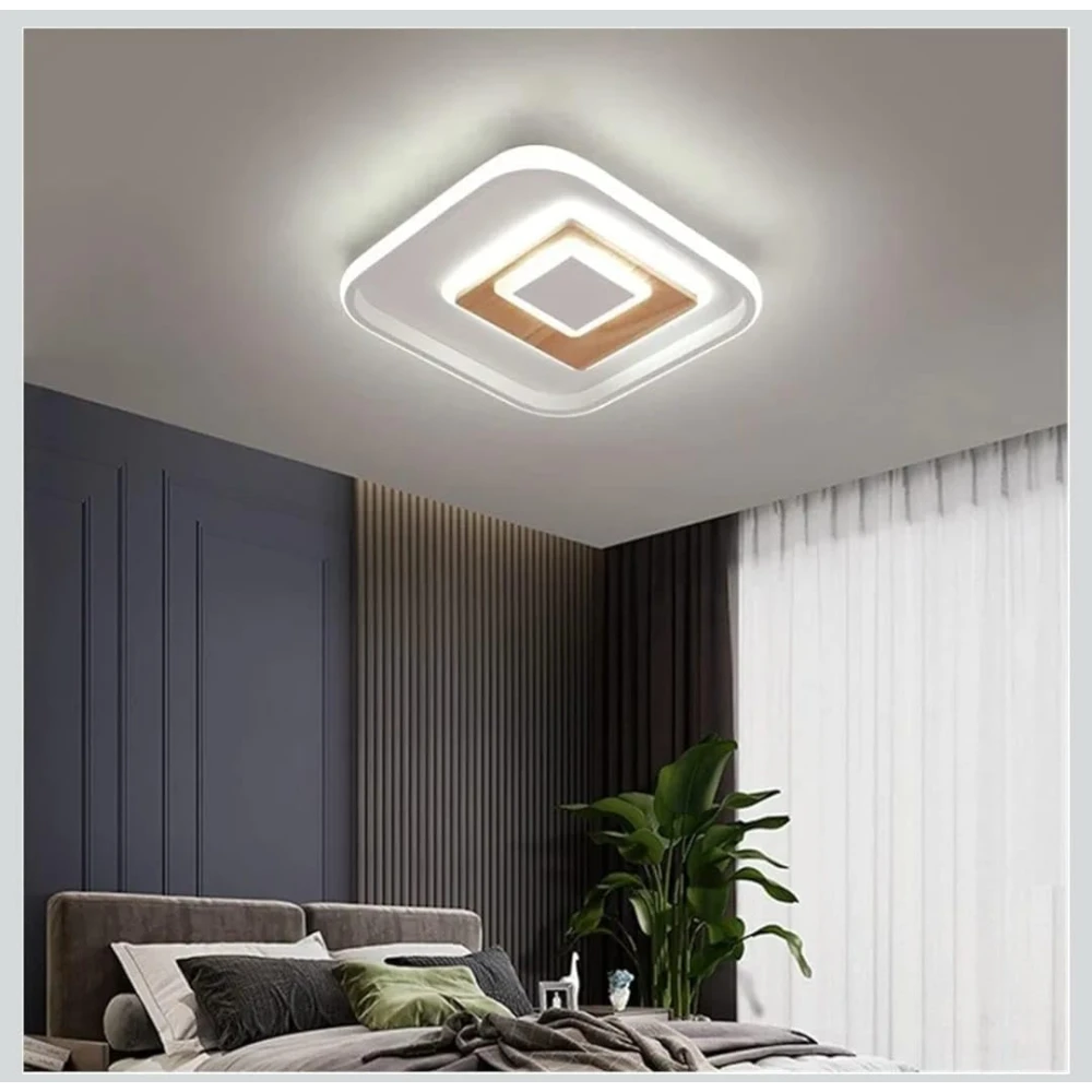 PRMOAGEN Square LED Ceiling Light with Remote Control for Living Room Bed Room Hall Chandelier Ceiling Lamp