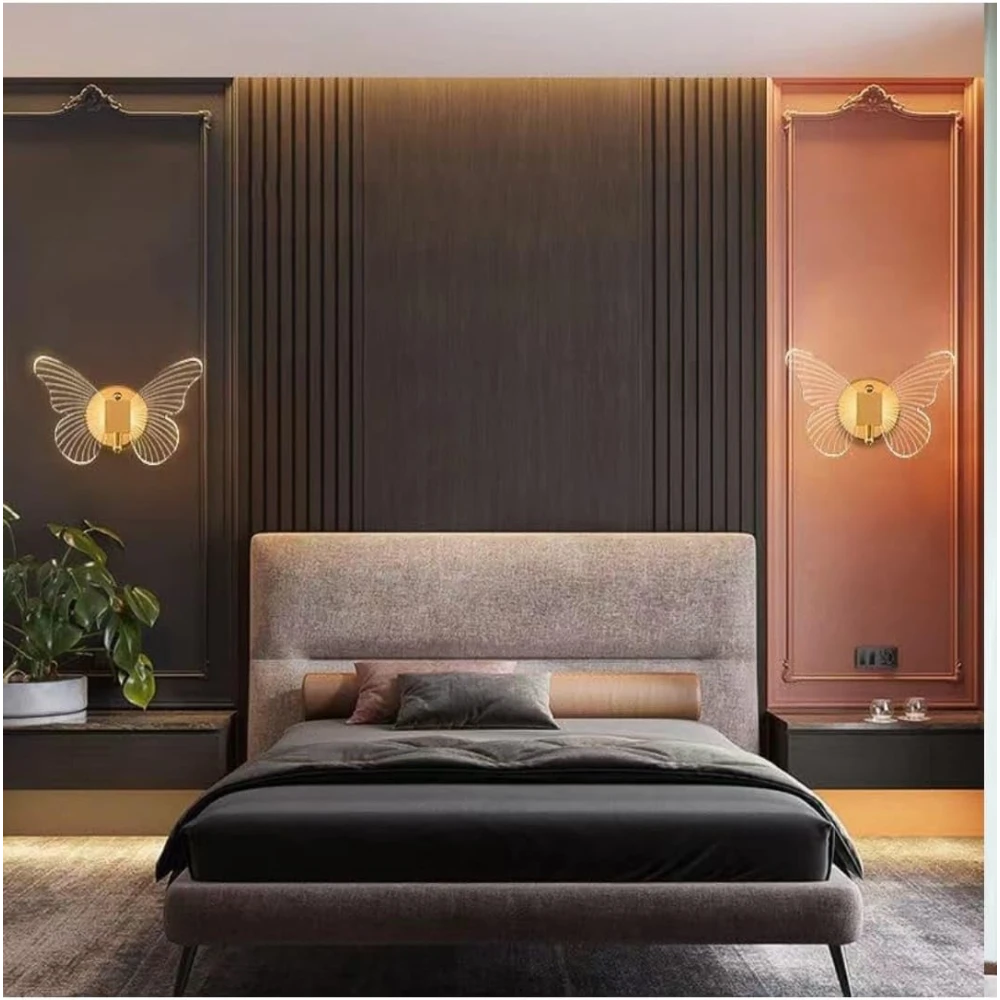 PRMOAGEN Led Butterfly Wall Lamp Wall Sconce Light Fixture Loft Butterfly Wall Lights Warm Light