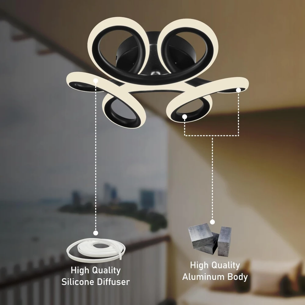 SHRI MAHAL ANTIQUES ® Illiana 22W Modern LED Ceiling Light, Round Wave Design, 3 Color Modes (Warm, Cool & Natural White), Decorative Light for Living Room, Bedroom, Office & Dining Area