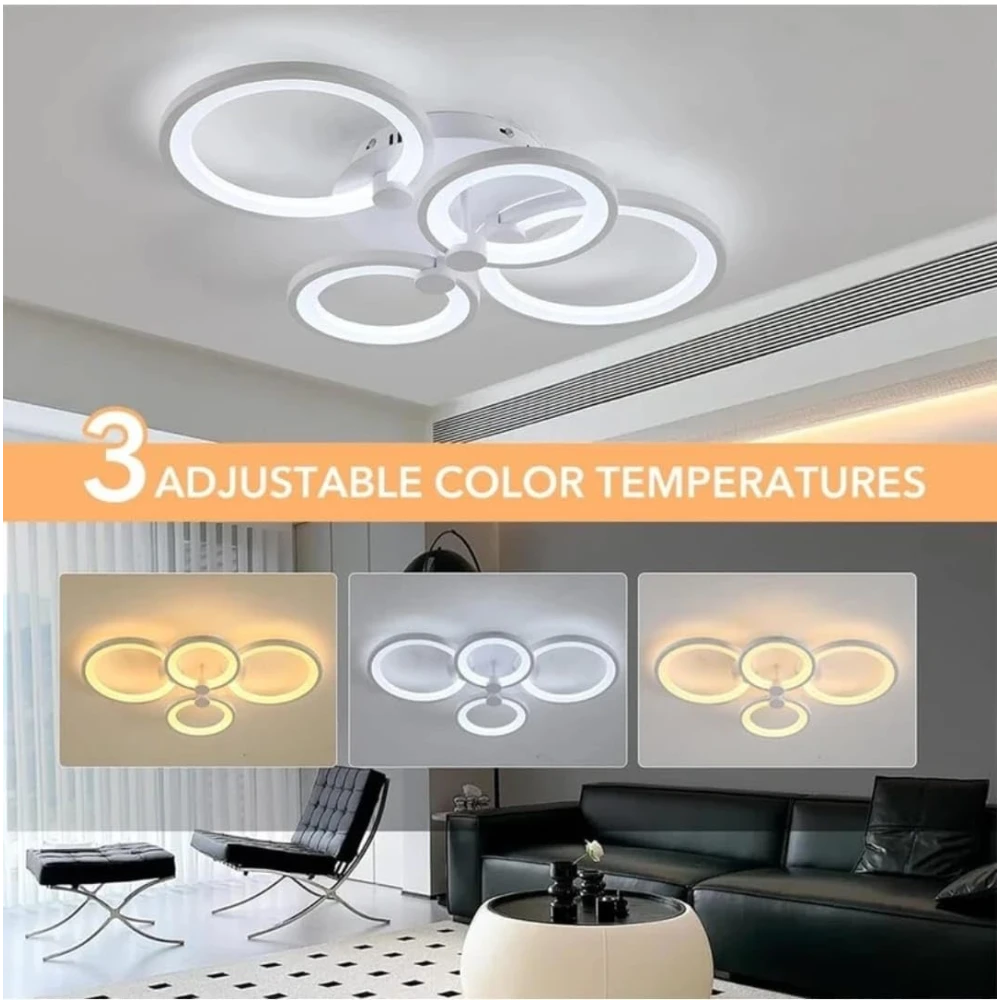 SHRI MAHAL ANTIQUES 54W LED Ceiling Light for Living Room 3-Color LED Ceiling Light with Remote