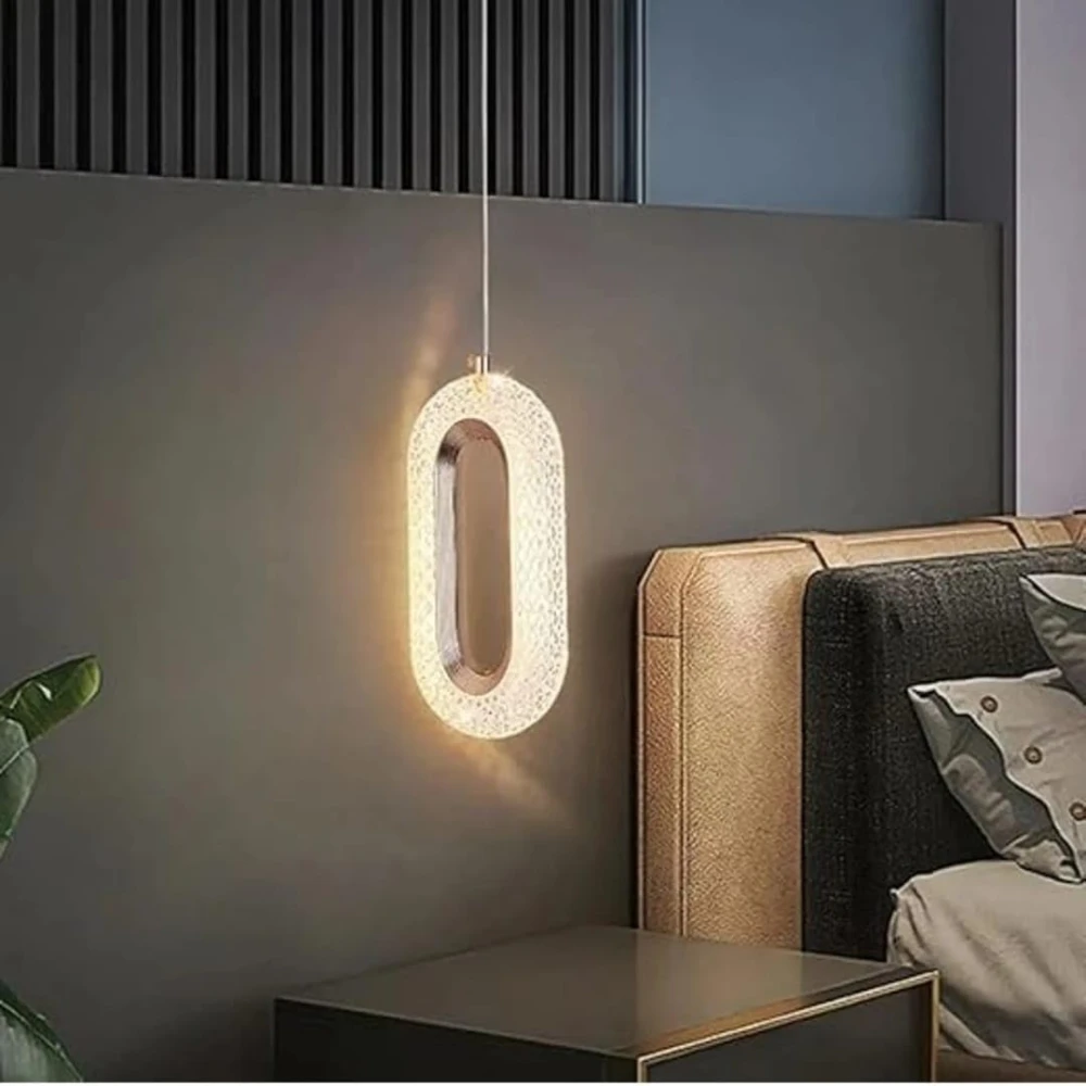 PRMOAGEN Oval Shape Modern Style Led Glossy Crystal Gold Creative Led Pendant Lamp/Hanging Lamp/Ceiling Light Pack of 1 Warm White